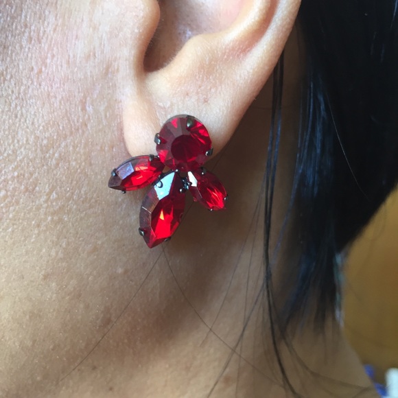 Burgundy red bracelet earring set - Picture 4 of 5